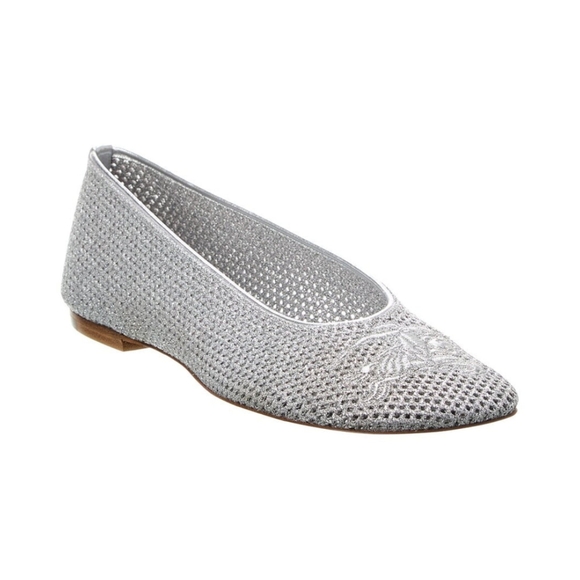 NIB $970 Burberry Prorsum Lurex Mesh Ballerina Flats Silver Leather 36.5 // 6.5 - Picture 1 of 12